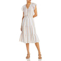 Rails Amellia Smocked Linen Midi Dress in Merida Stripe, Size M NEW w/Tag $228