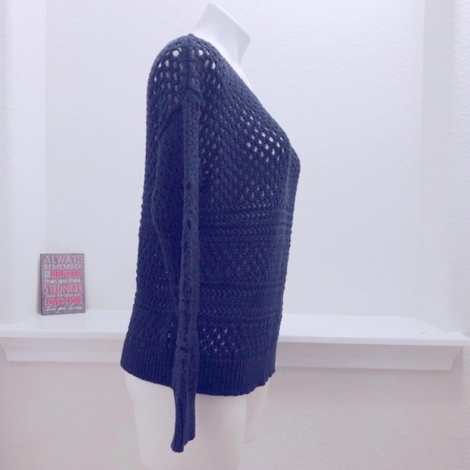 American Eagle Outfitters Crochet Sweater, Navy Metallic Knit Size XL EXCELLENT