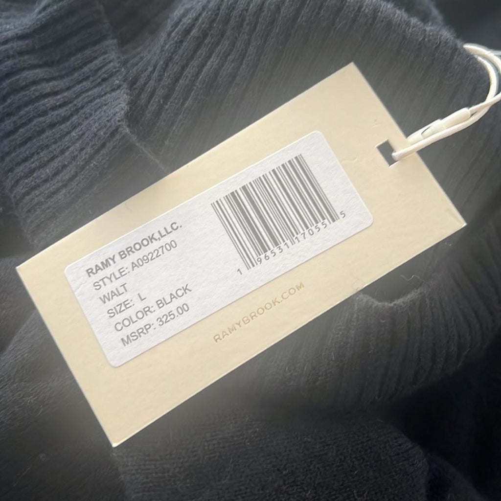 Ramy Brook Walt Turtle Neck Long Lace-Up Sleeve Top in Black, Size L New w/Tag
