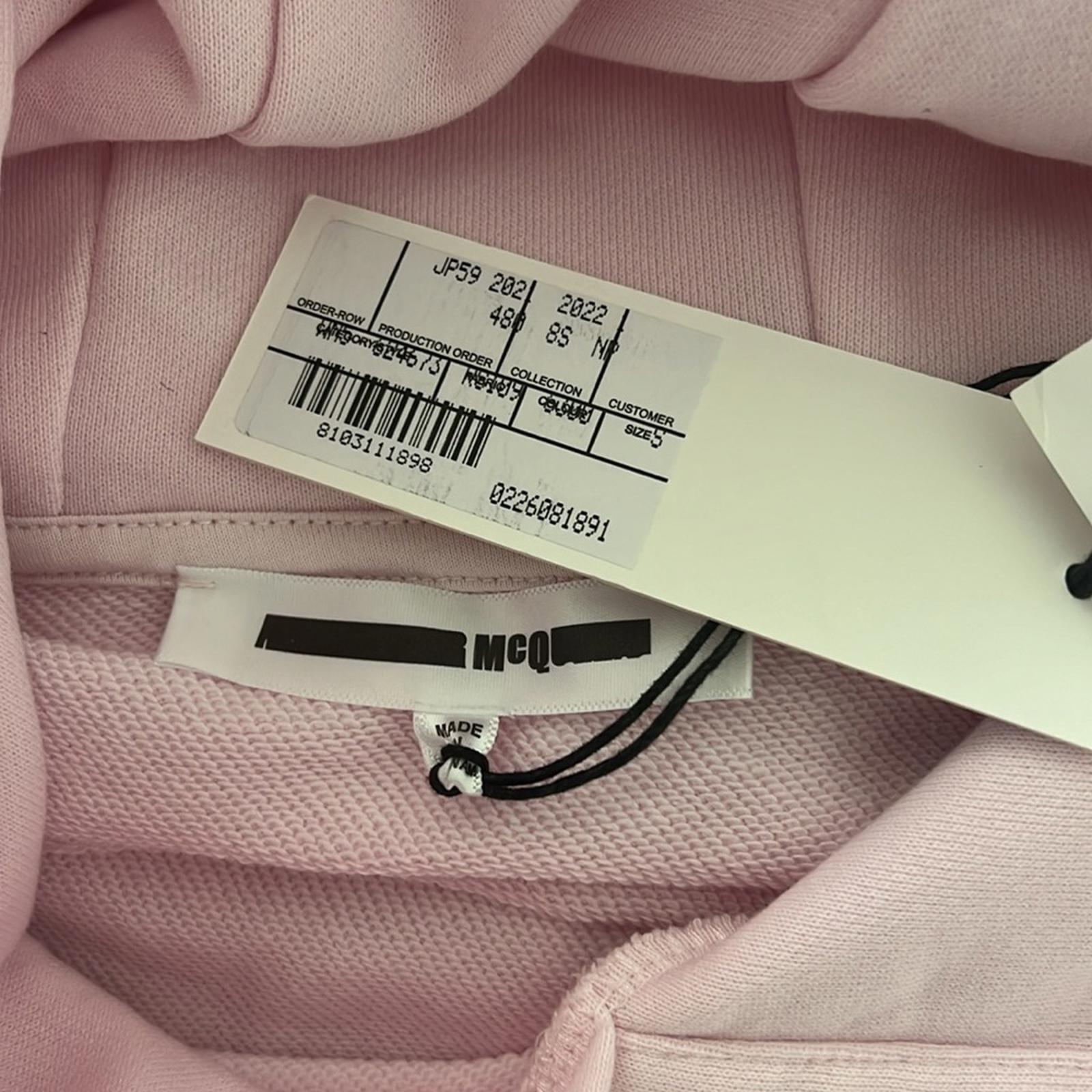 MCQ Alexander McQueen Logo Hologram Hoodie in Pink/Gold, Size S, New with Tag