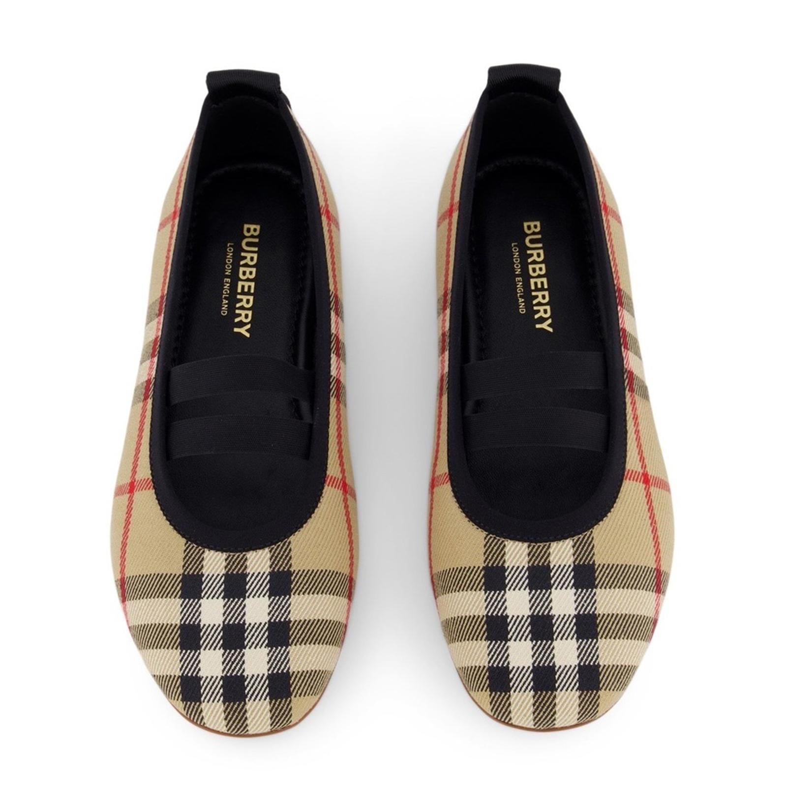 Burberry Kids Logo-Detail Check Ballerina Shoes, Size EU 35, UK 2.5 NEW in Box
