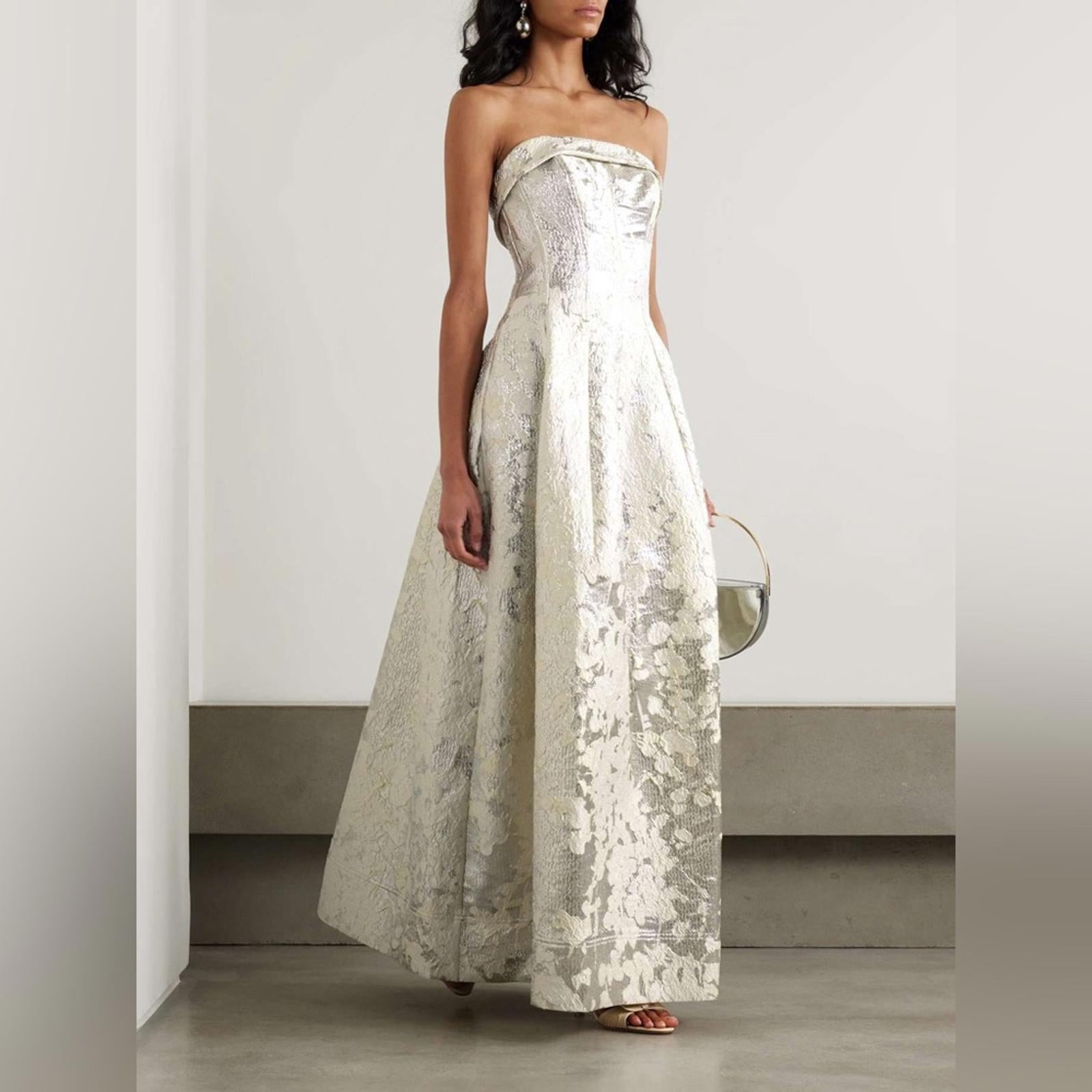 Simkhai Octavia Strapless Metallic Brocade Gown, NWT, Size 0 (Fits Size 2)