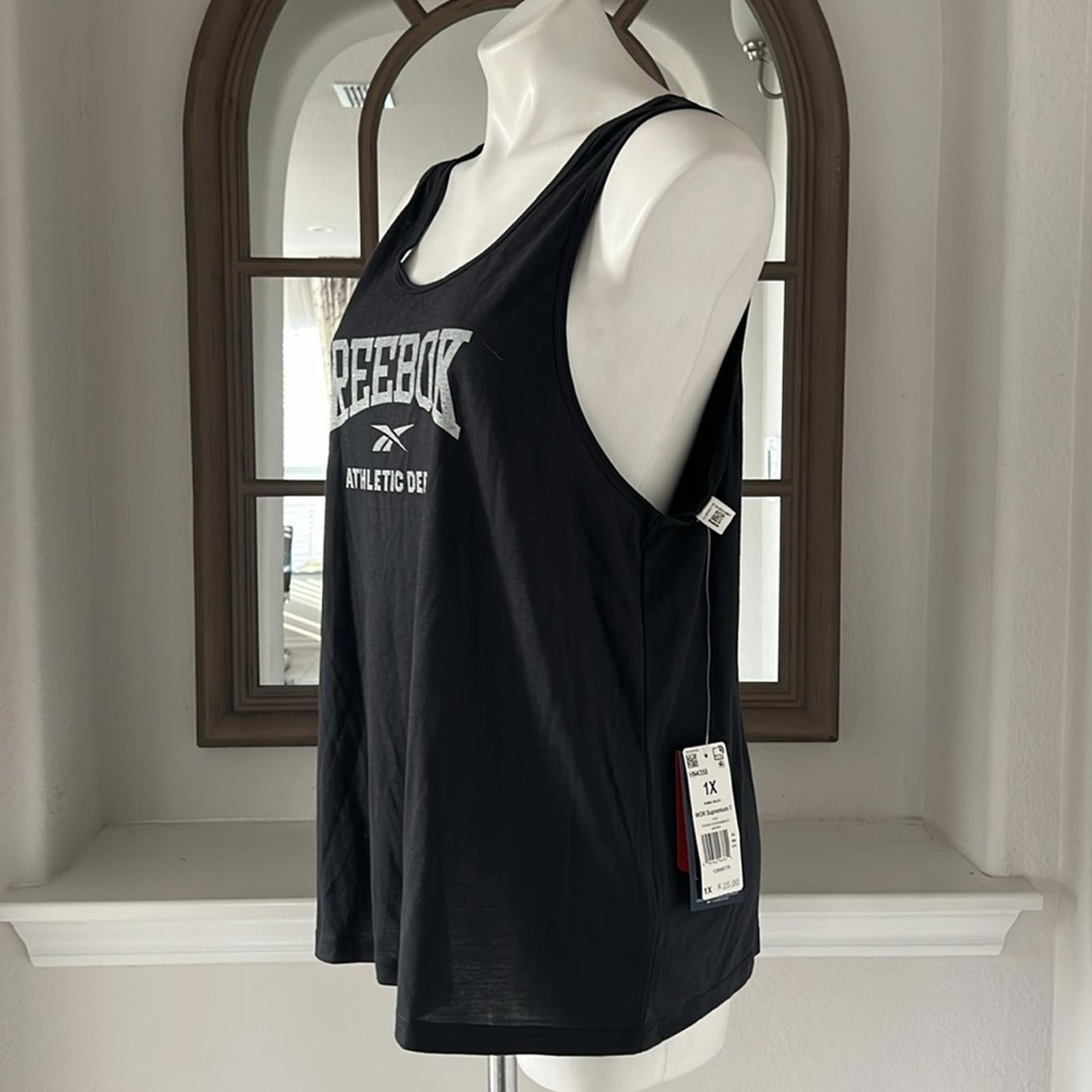Reebok Performance Plus Workout Ready Supremium Tank Top Size 1X Night Black NWT