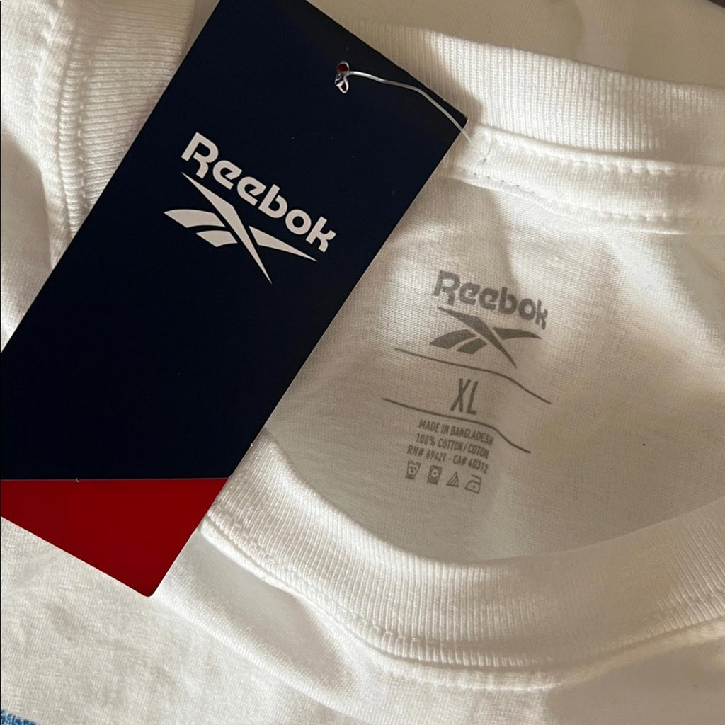 Reebok Graphic Crewneck T-Shirt in White, Size XL NEW w/Tag