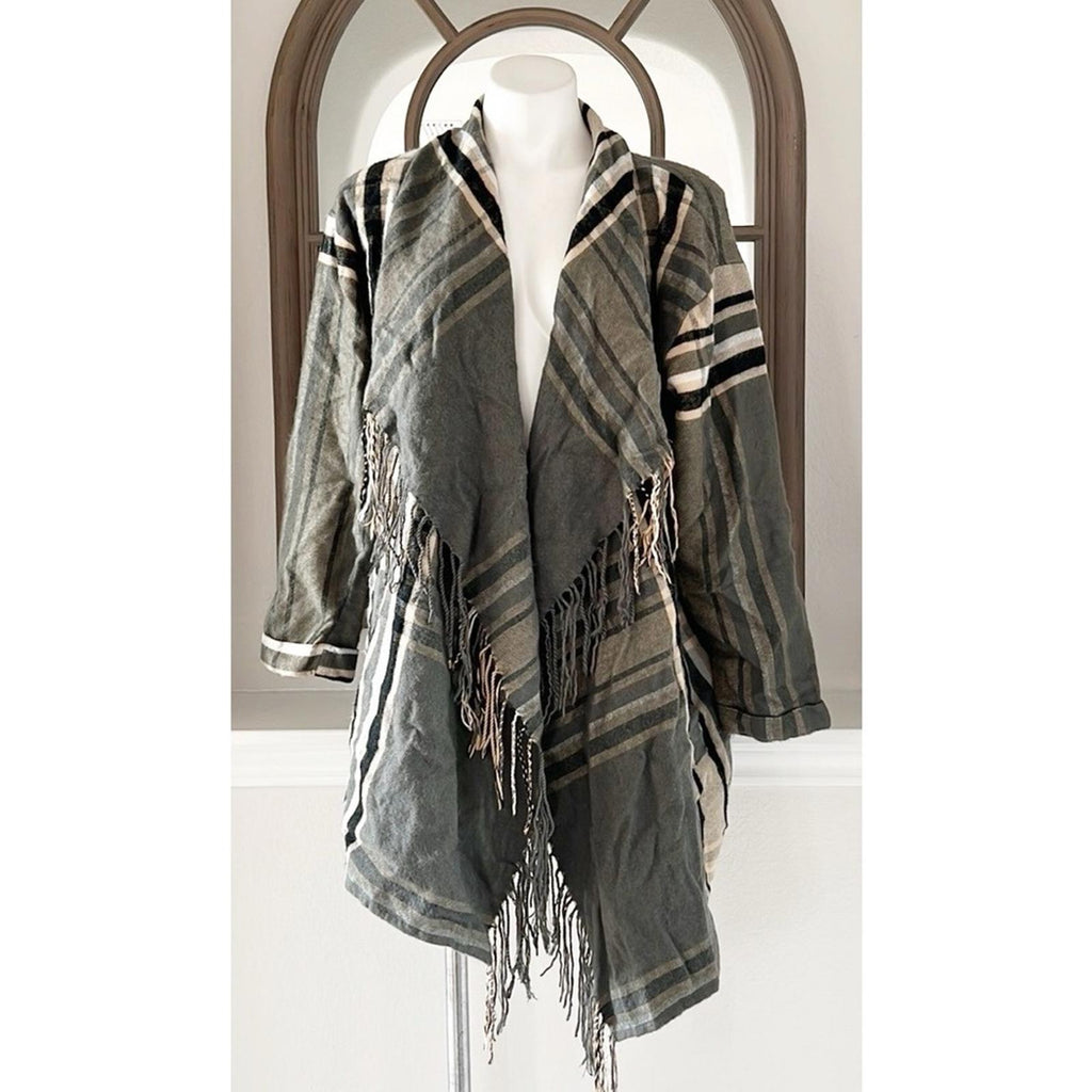 Buffalo’s I jeans Plaid Fringe Cardigan, Size M