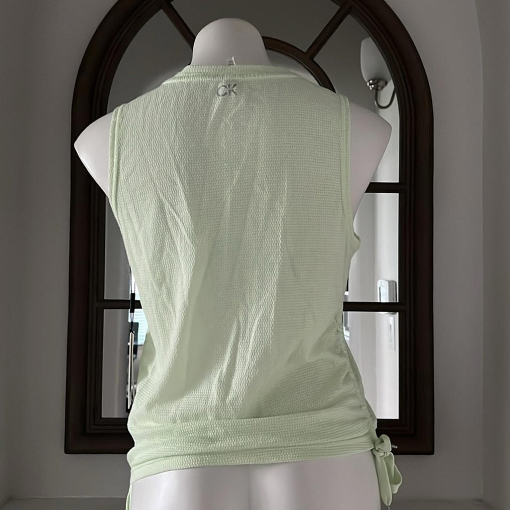 Calvin Klein Ruched Side Tie Tank Top Green, Size S New w/Tag