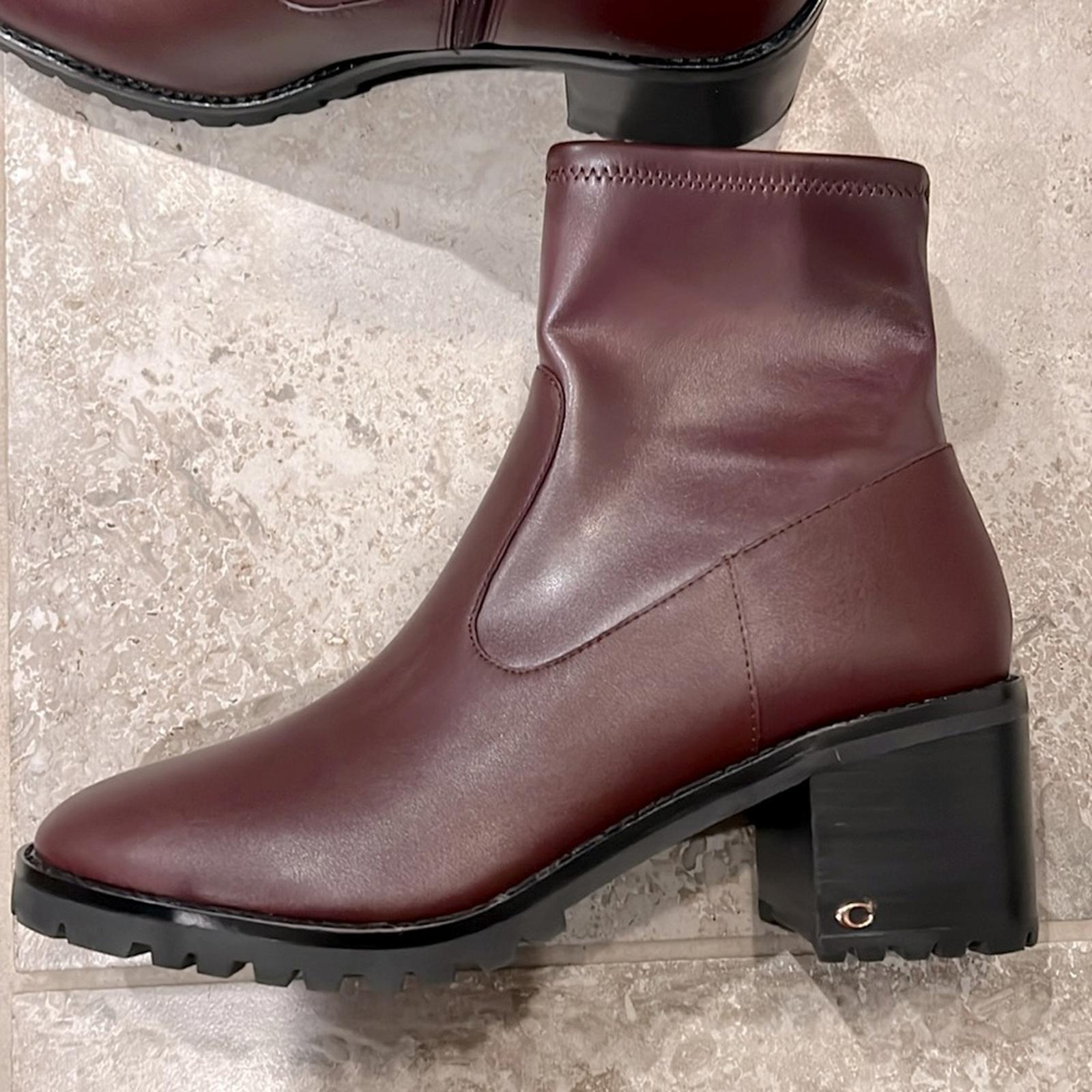 Coach Joy Lug-Sole Booties in Dark Cranberry, Size 11 New in Box $250