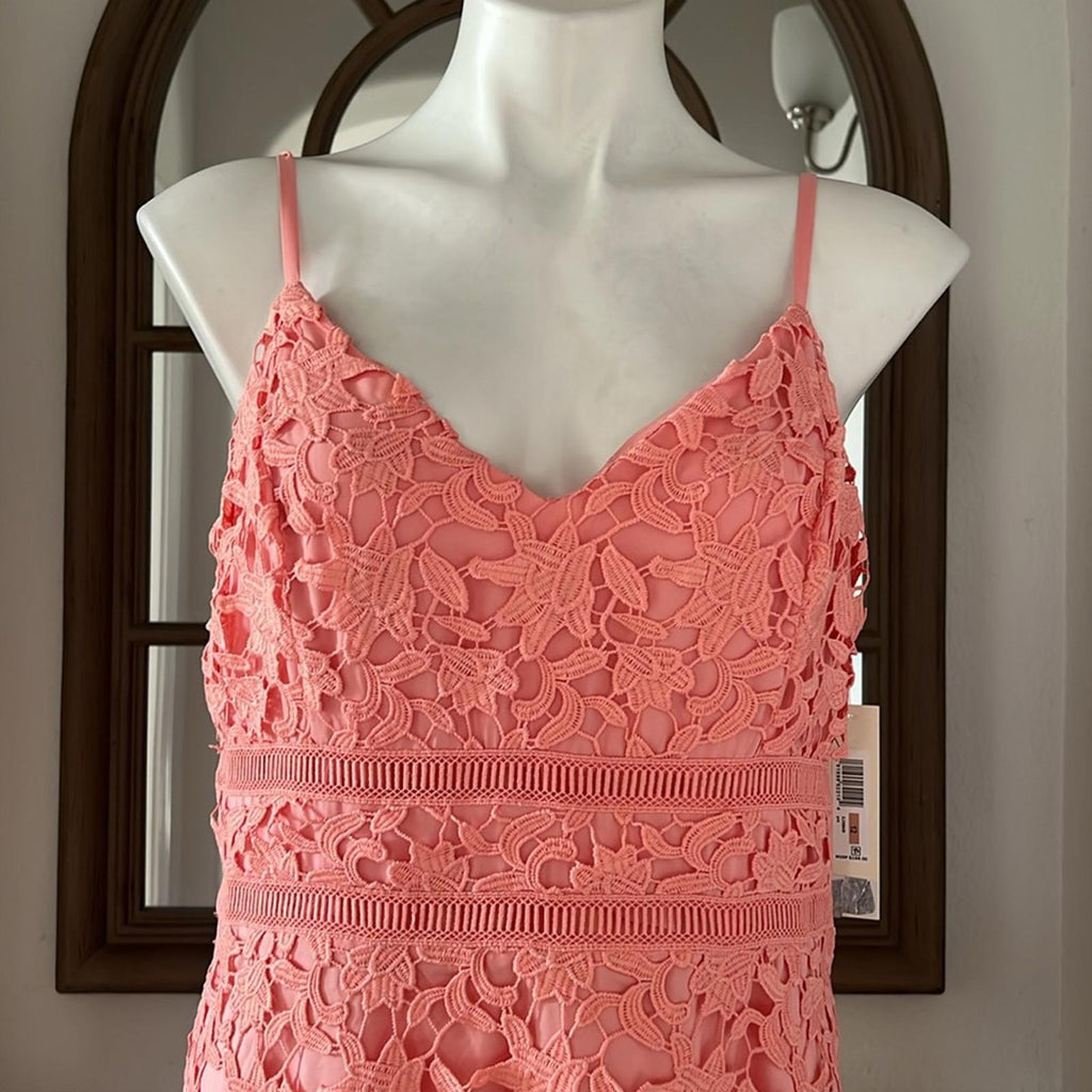 Eliza J. Asymmetric Hem Lace Dress in Pink, Size 12 New w/Tag