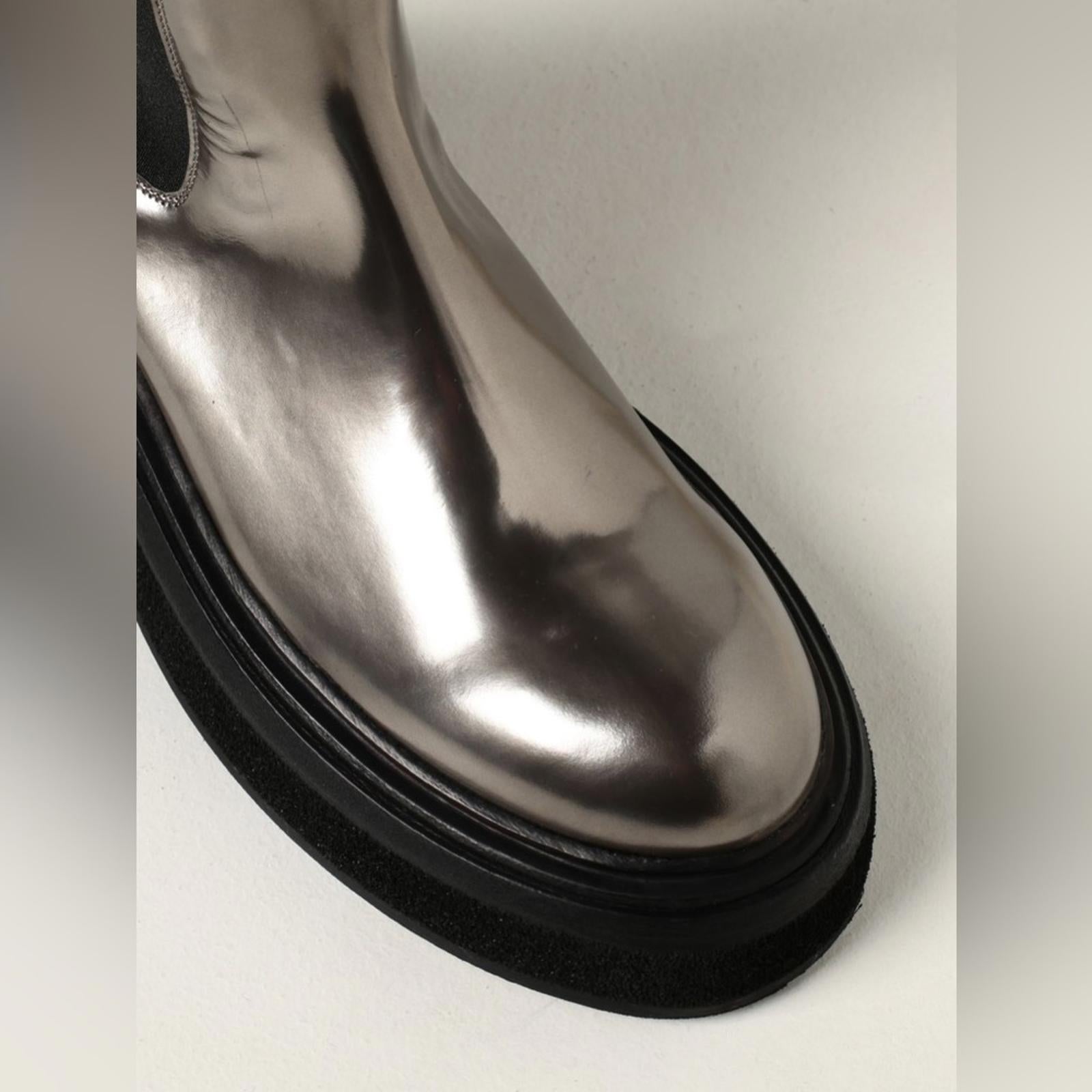 Marsèll Zuccone Boots in Laminated Leather, Grey/Black Size 39 NEW Retail $1,278