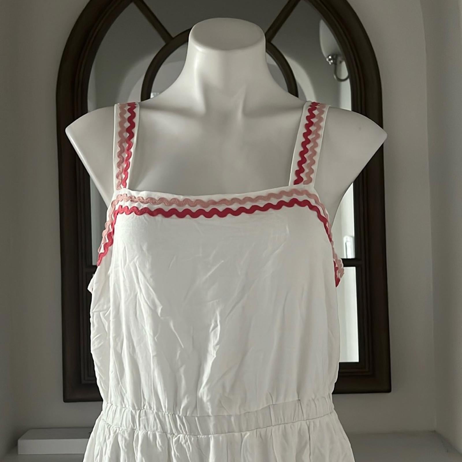 Splendid Riviera Rick Rack Maxi Dress, White Size L New w/Tag Retail $198