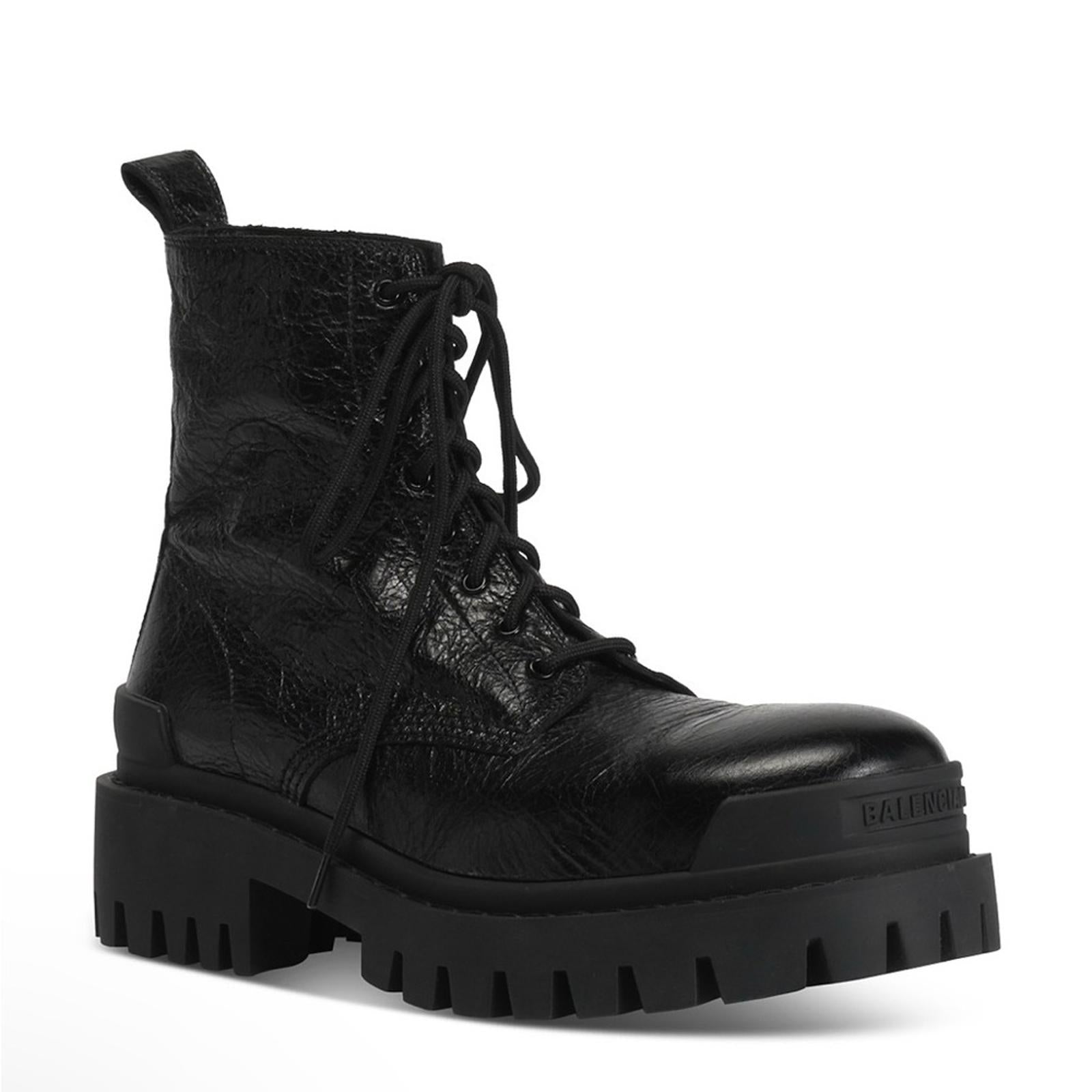 Balenciaga Strike Combat Boots in Black, Size 8.5 New in Box +2 Dust Bags