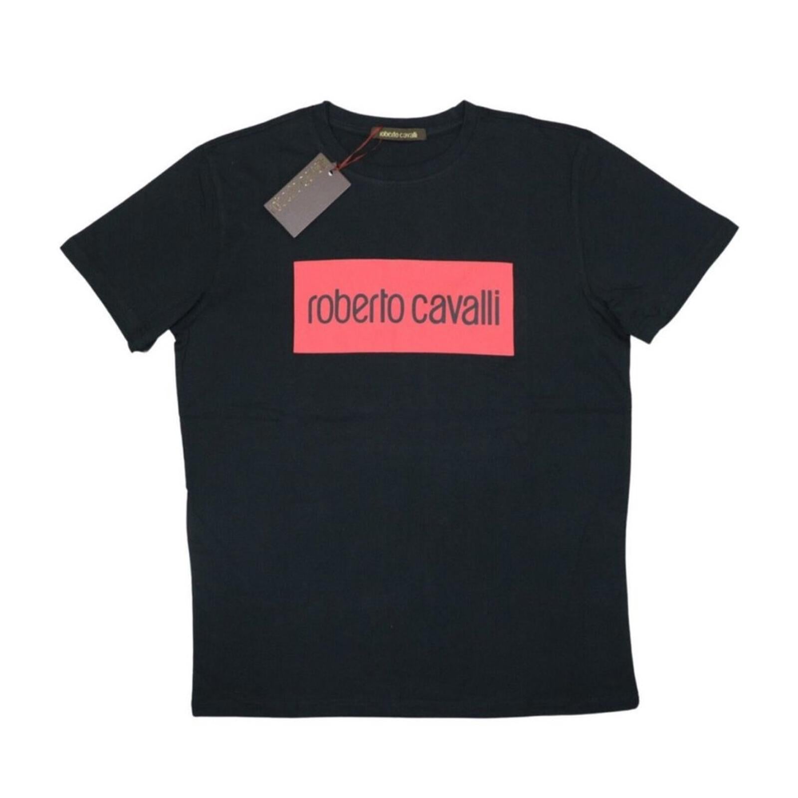 Roberto Cavali Graphic Logo Print T-Shirt in Black, Size XXL NEW w/Tag