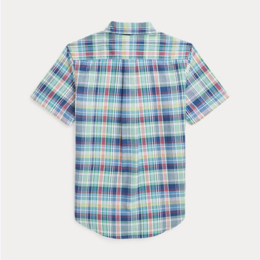 Ralph Lauren Plaid Oxford Short-Sleeve Shirt in Blue Multi, Size M(10-12), NWT