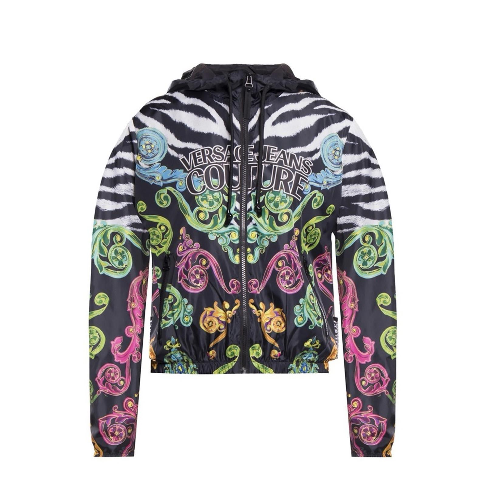 Versace Jeans Couture Multicolor Windbreaker Jacket, NWT, Size 8