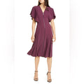 Ted Baker Kasiane Zip-Front Midi Dress in Burgundy Poplin, Size 1/XS Retail $329