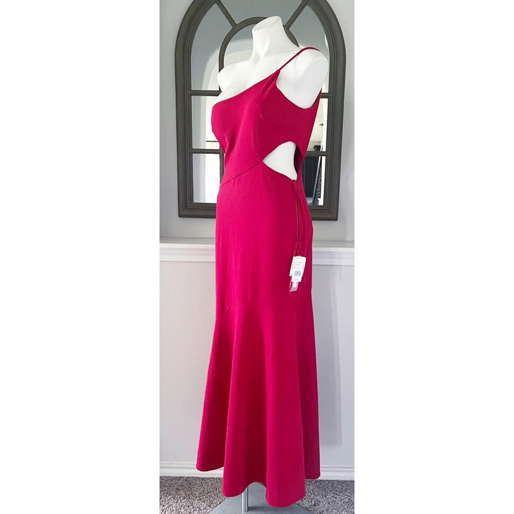 AQUA Scuba Crepe One-Shoulder Dress Bloomingdale’s Exclusive Size 12 NWT $258