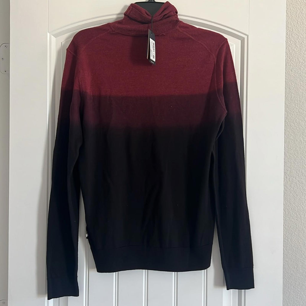 BOSS Wool & Silk Turtle Neck Sweater in Red/Black, Size S, New w/Tag