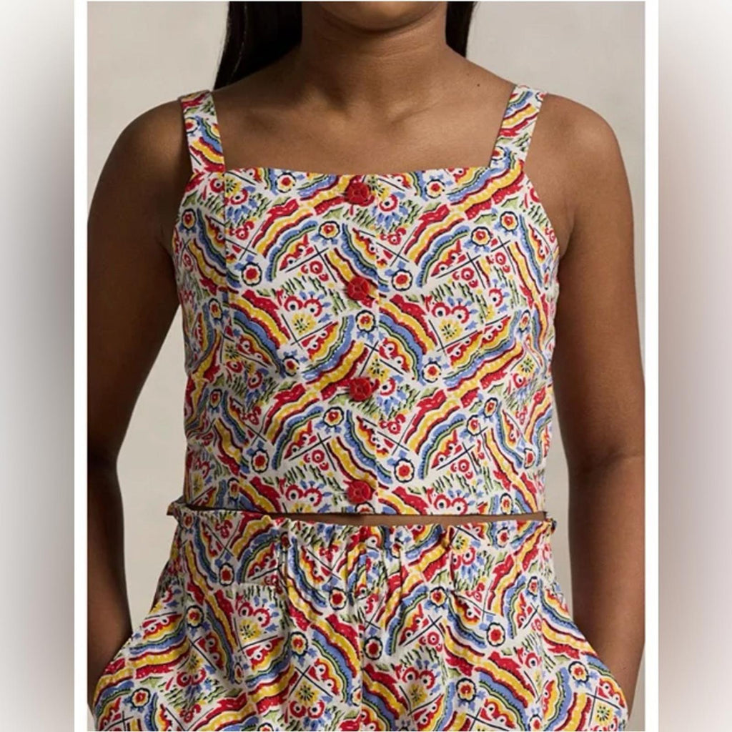 Polo Ralph Lauren Girls' Riviera-Print Top & Short Set, Size 12, NWT