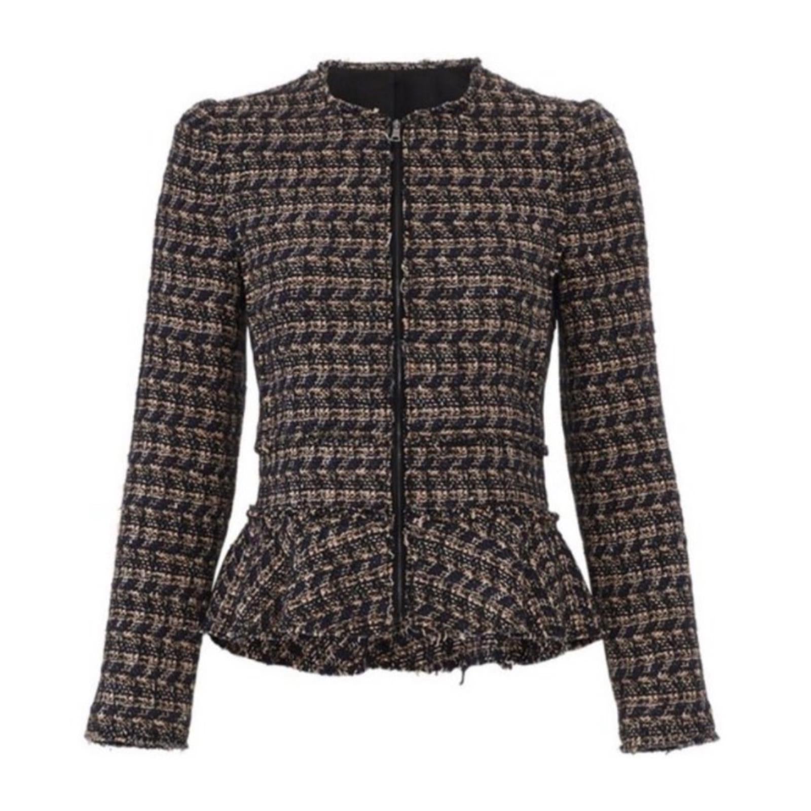 Rebecca Taylor Multi Tweed Ruffle Blazer Jacket, NWT, Size 10