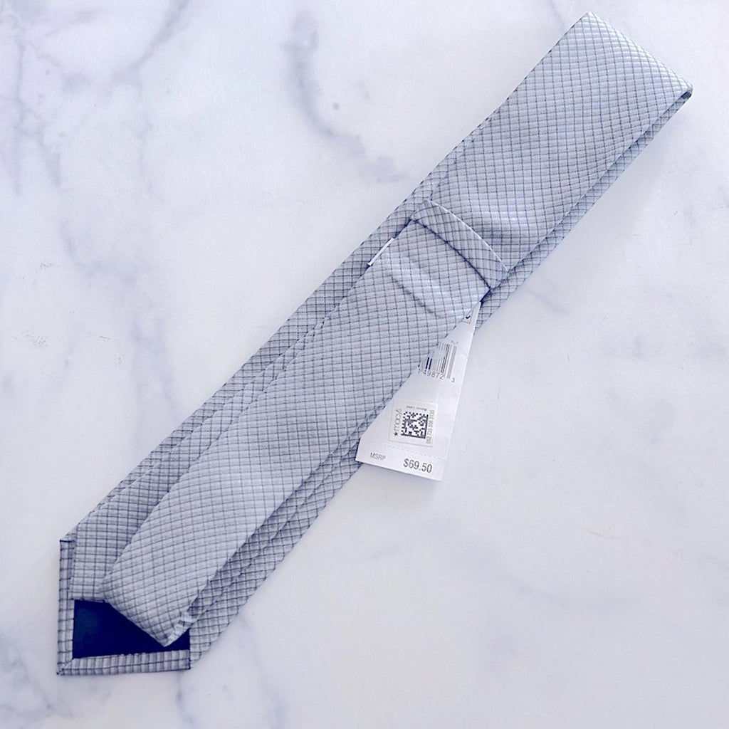 Calvin Klein Men's Sliver Grid Tie Grey Necktie, New w/Tag