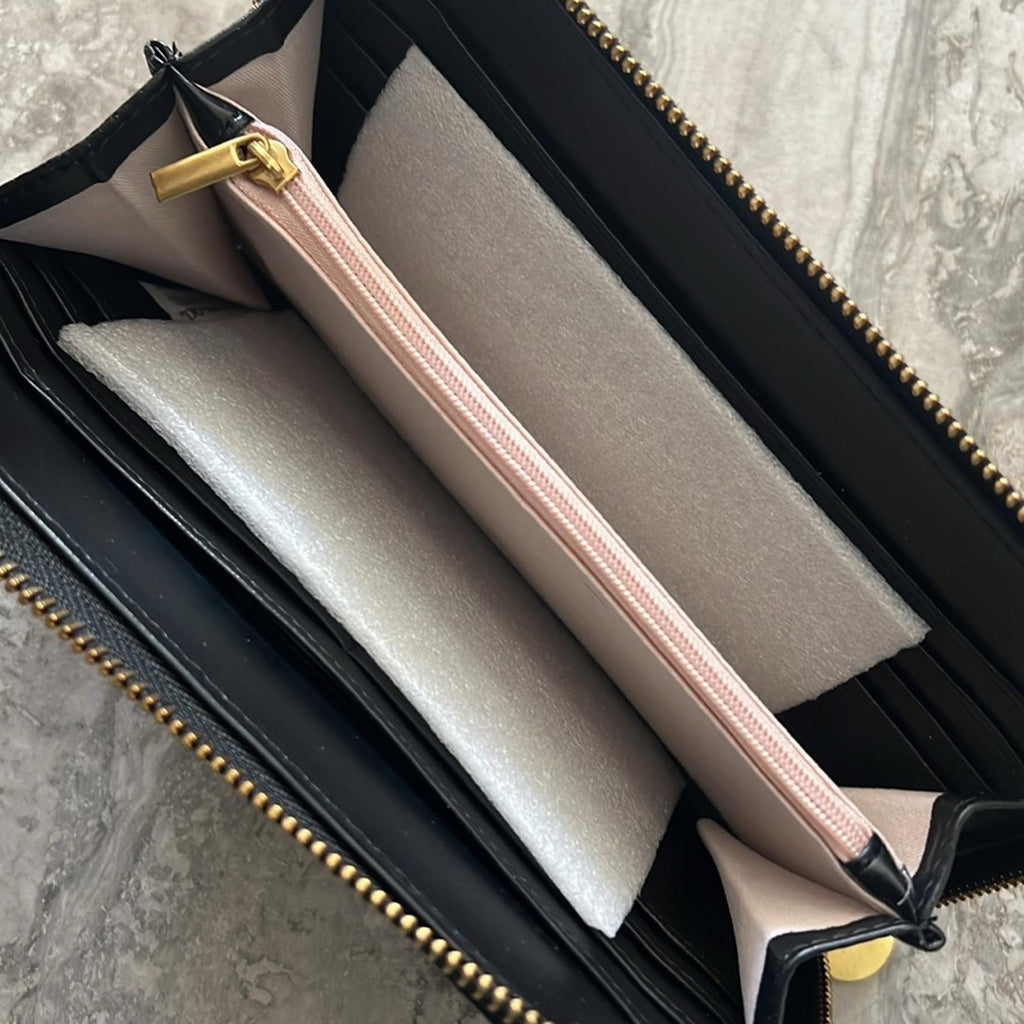 Style & Co BLACK Whip-Stitch Zip Wallet, New w/Tag