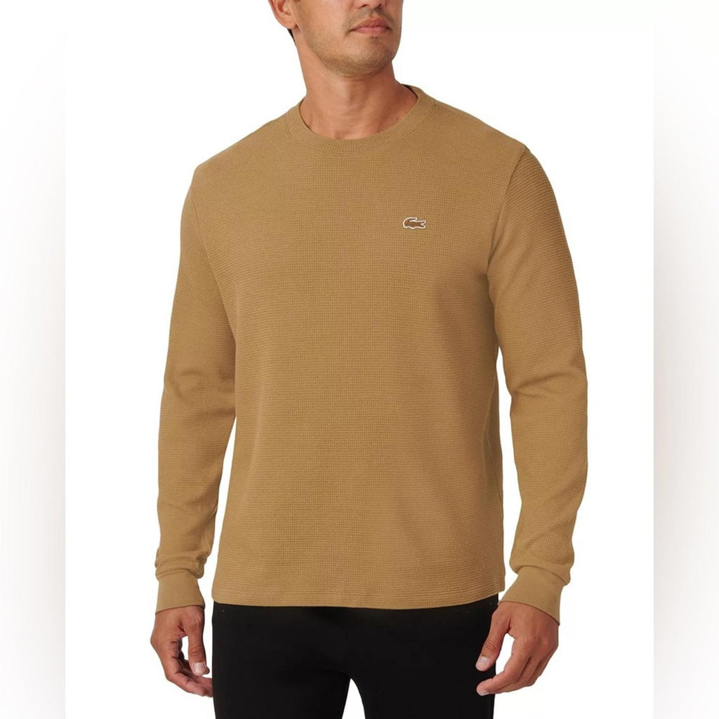Lacoste Men's Waffle-Knit Thermal Sleep Shirt in Brown , NWT, Size XXL