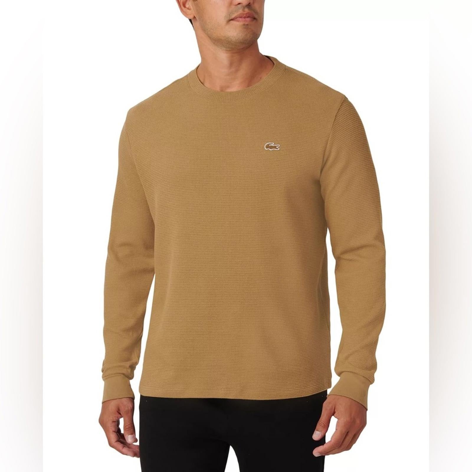 Lacoste Men's Waffle-Knit Thermal Sleep Shirt in Brown , NWT, Size XXL