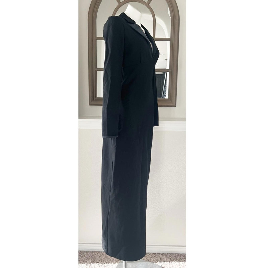 STAUD Humboldt Satin Lapel Gown Maxi Dress in Black, Size M New w/Tag