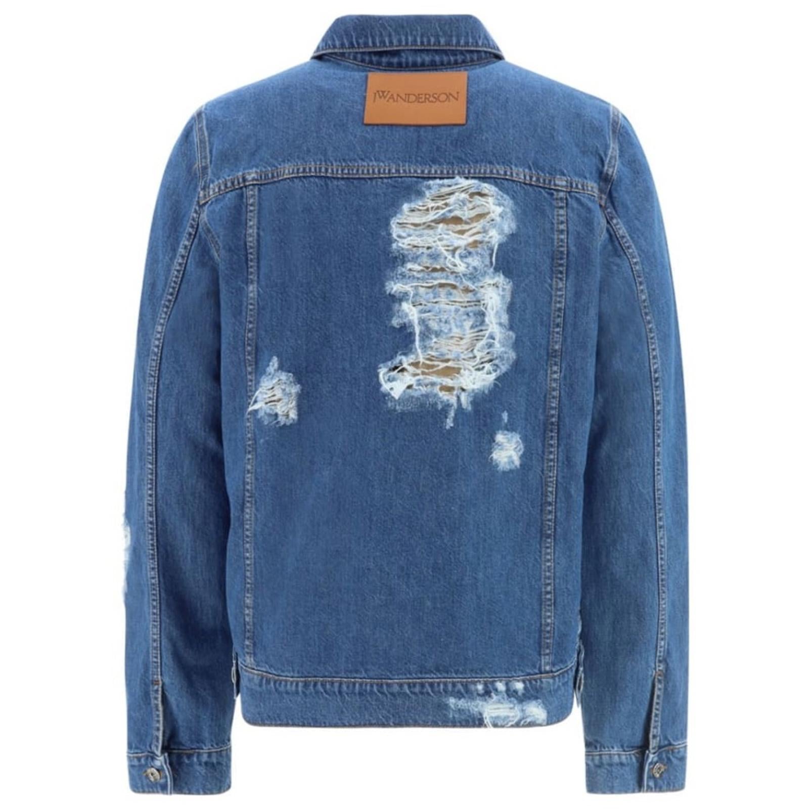 J.W. Anderson Distressed Denim Jacket in Light Blue, Size L New w/Tag 1,050