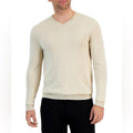 Alfani Long Sleeve V-Neck Merino Sweater in Brown Rice, Size XL New w/Tag