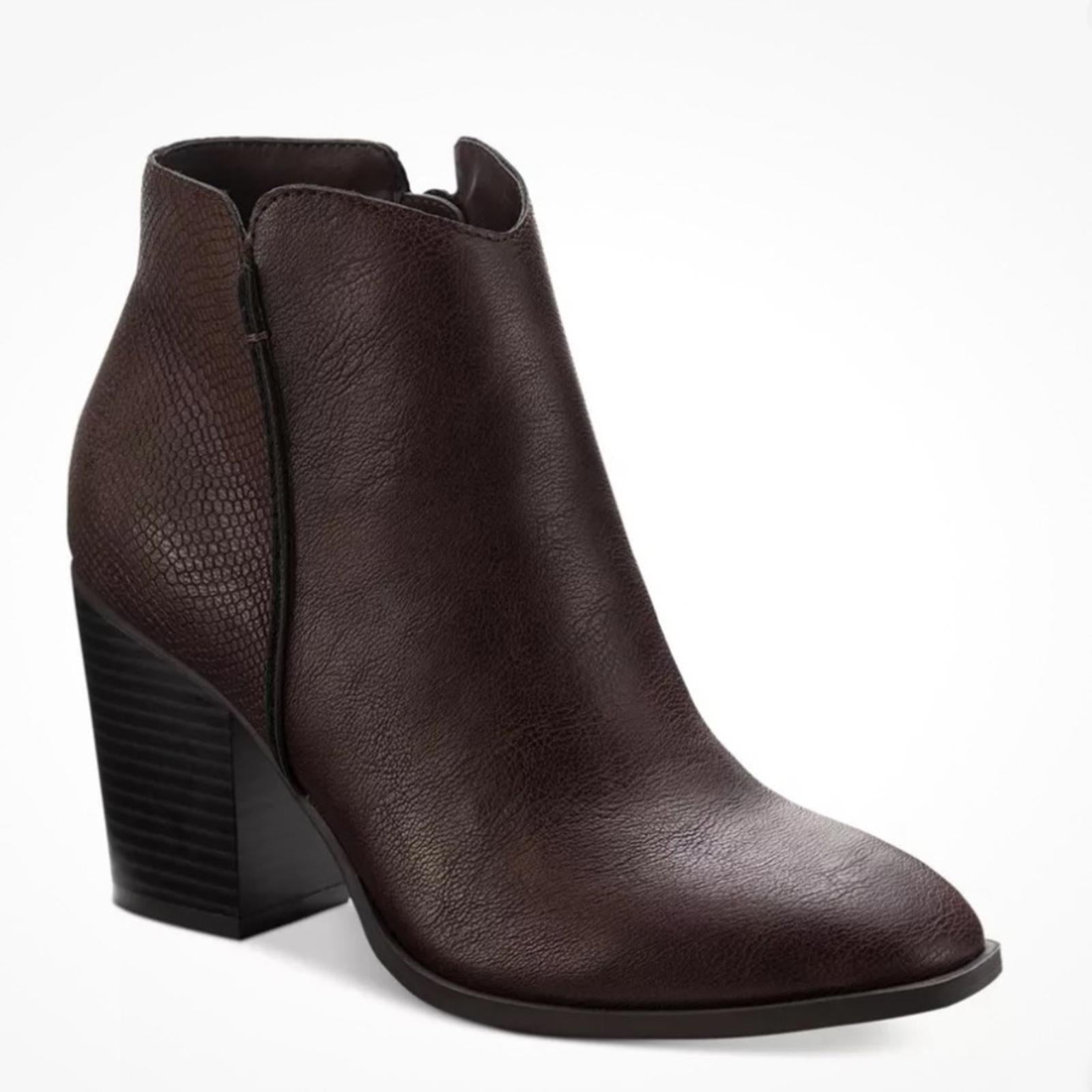 Sun+Stone Graceyy Cut-Outs Block Heel Booties in Brown, Size 12 NEW $79.50