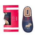 Club Room Men's Moose-Print Slippers (Navy, Small) Size 6-7 New in Box