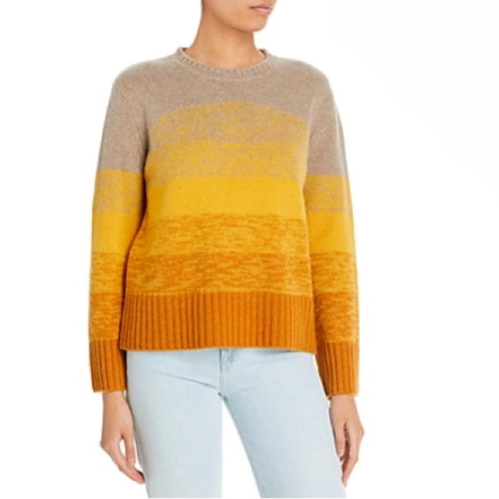 C by Bloomingdale's Cashmere Ombré Color Block Sweater, Yellow Size M NWT $228