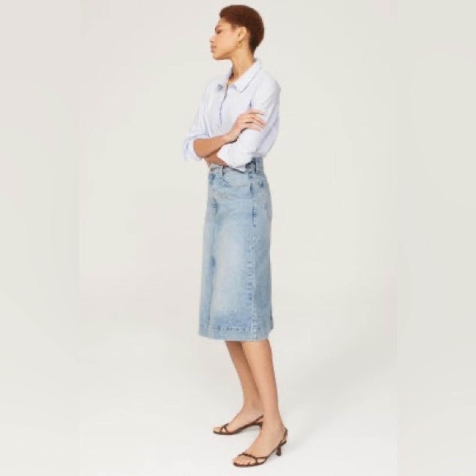 DL1961 Alma Slit Hem Midi A-Line Skirt, Blue Denim Size 27 New w/Tag Retail $229