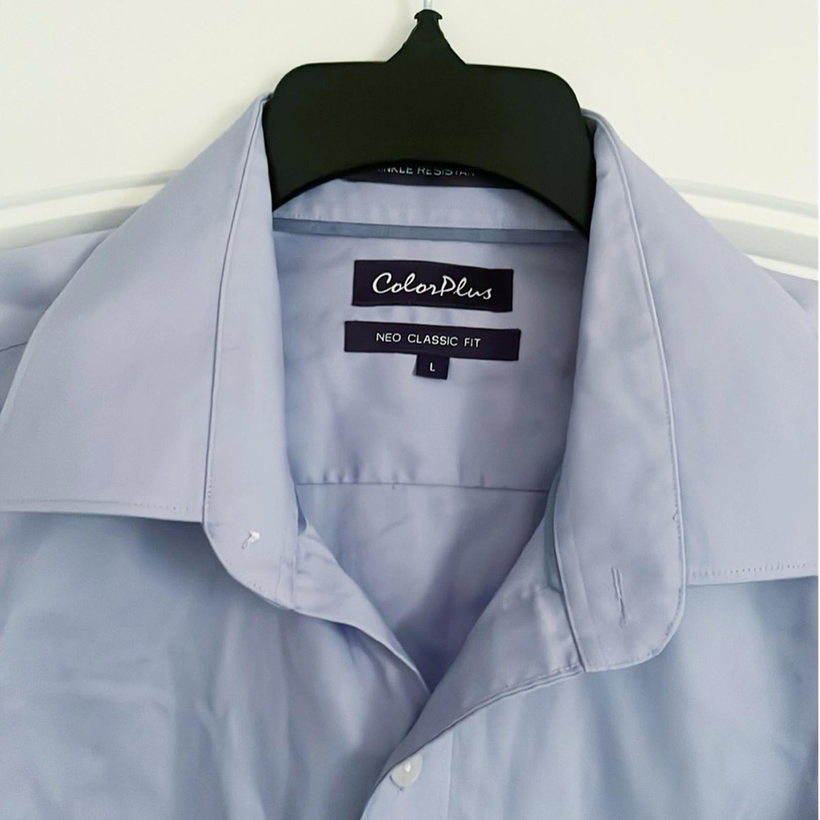 NEW ColorPlus Wrinkle Resistant Lavender Dress Shirt, Neo Classic Fit Size L