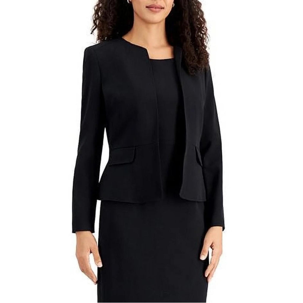Le Suit Collarless Blazer in Black, Size 16, New with Tag