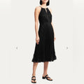 THEORY Pleated Lace Halter Midi Dress in Black, NWT, Size 2, Retail $595