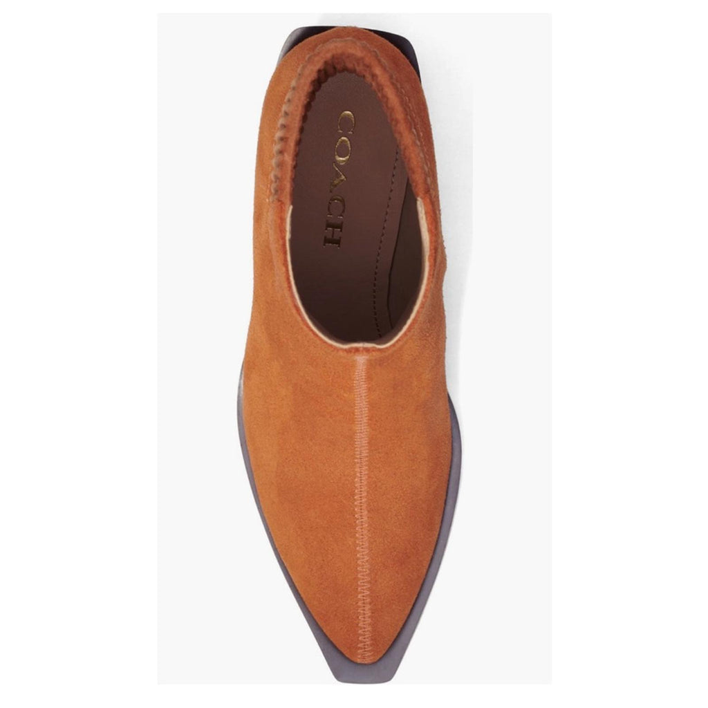 COACH Prestyn Ankle Booties in Burnished Amber, Leather Suede Boots NEW in Box!