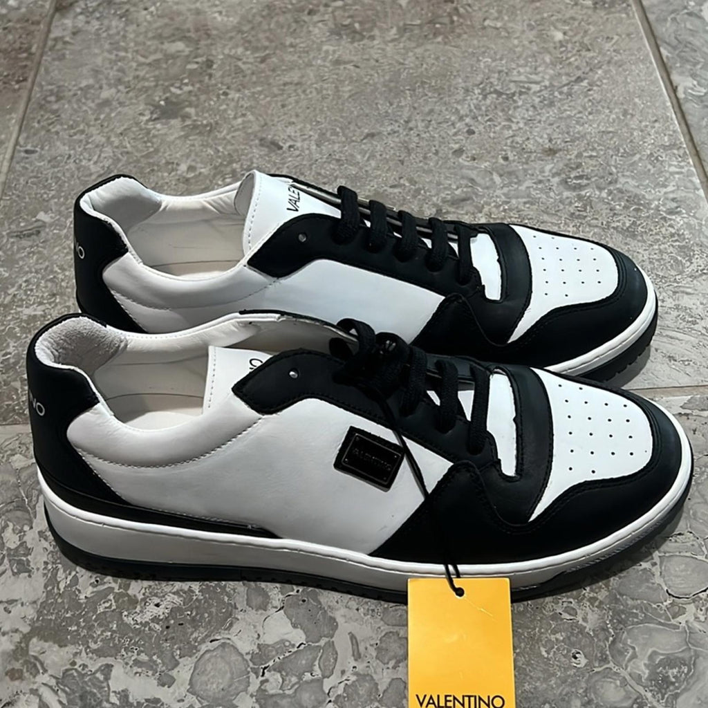 Valentino Oliver Leather Sneakers in Black/White Size 10.5 NEW w/Tag