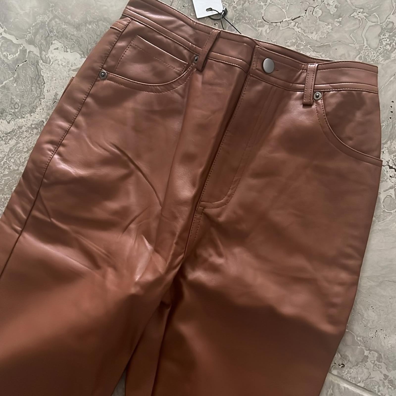 Steve Madden Josie Faux Leather Pants in Cognac/Brown, Size 25 New w/Tag