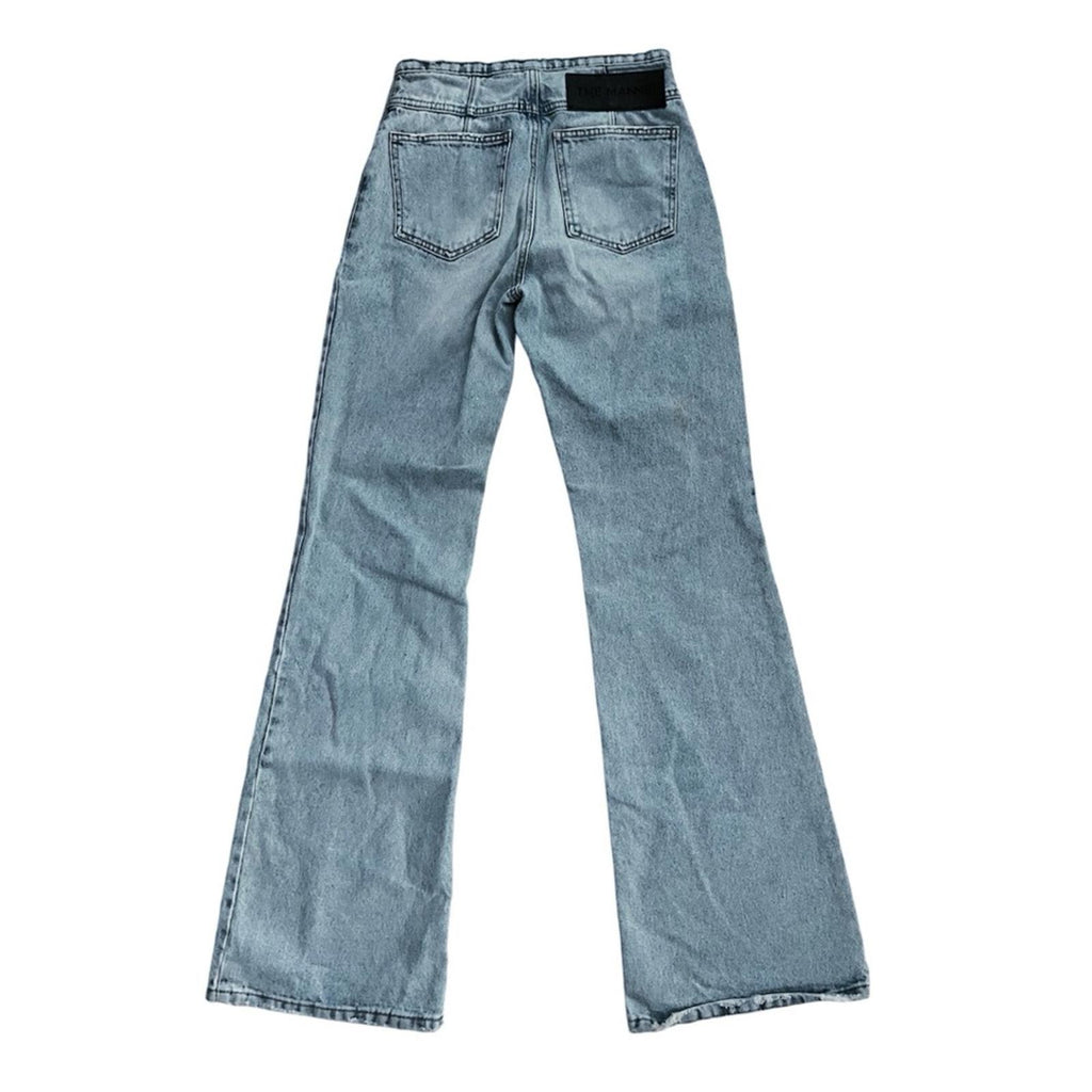 The MANNEI Nula High Rise Flare Jeans in Denim, Lt Blue Size 34 New w/Tag $594