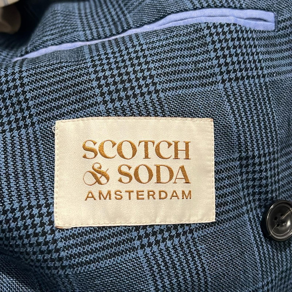Scotch & Soda Double-Breasted Check Blazer in Blue, Size XXL NEW w/Tag $308