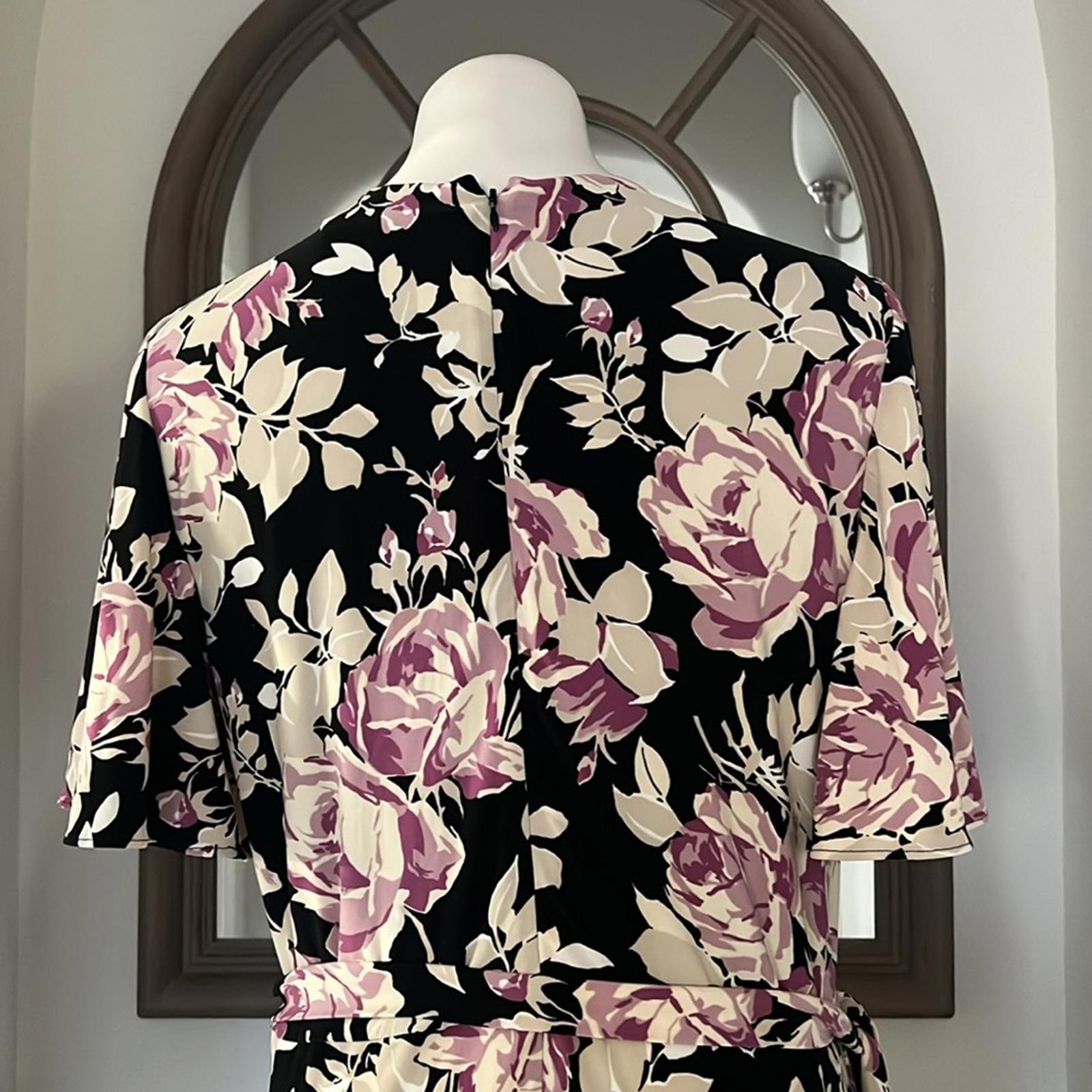 NEW Lauren Ralph Lauren Floral Belted Jersey Dress Size 16 EXCELLENT Retail $338
