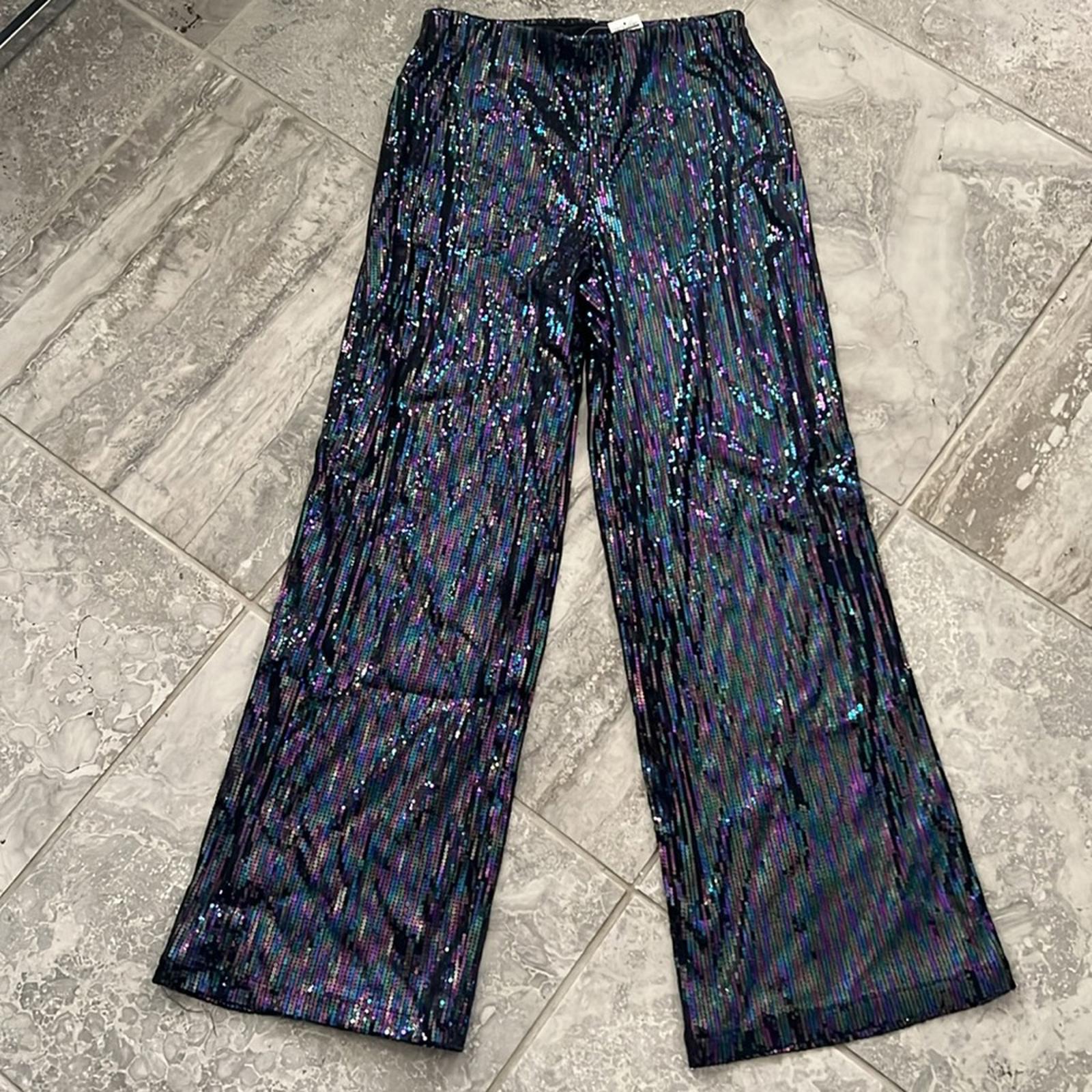 Crystal Kobe Stretch Sequin Pants, Size M New with Tag Retail $179