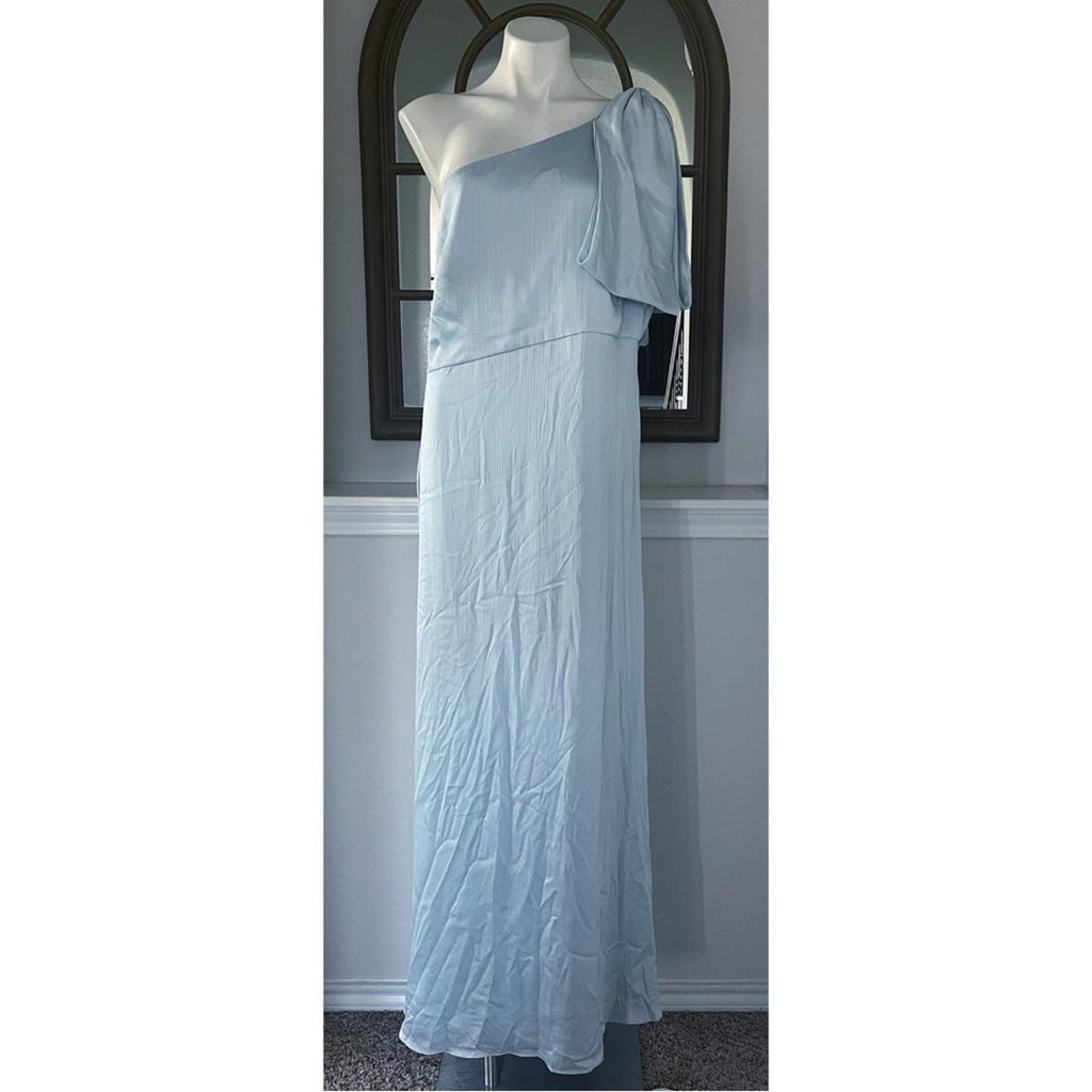 Sachin & Babi Chelsea Gown in Ice Blue, One-Shoulder Dress Size 14 New $285