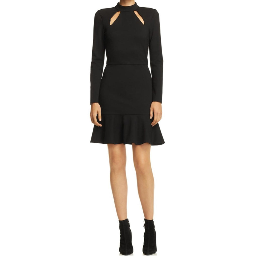 Alice + Olivia Marisela Ruffle Hem Cutout Cocktail Dress Black Size 2 EXCELLENT!