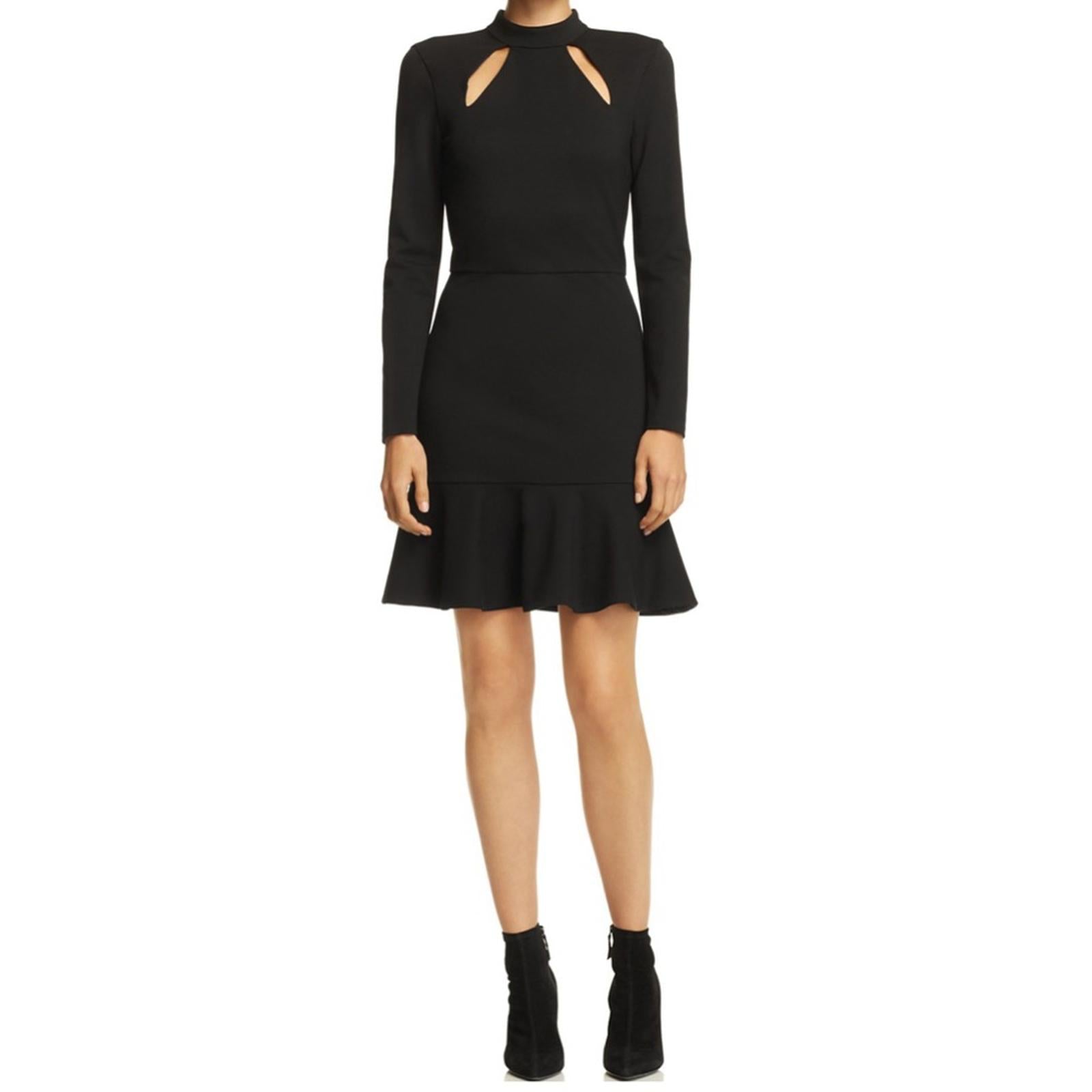 Alice + Olivia Marisela Ruffle Hem Cutout Cocktail Dress Black Size 2 EXCELLENT!