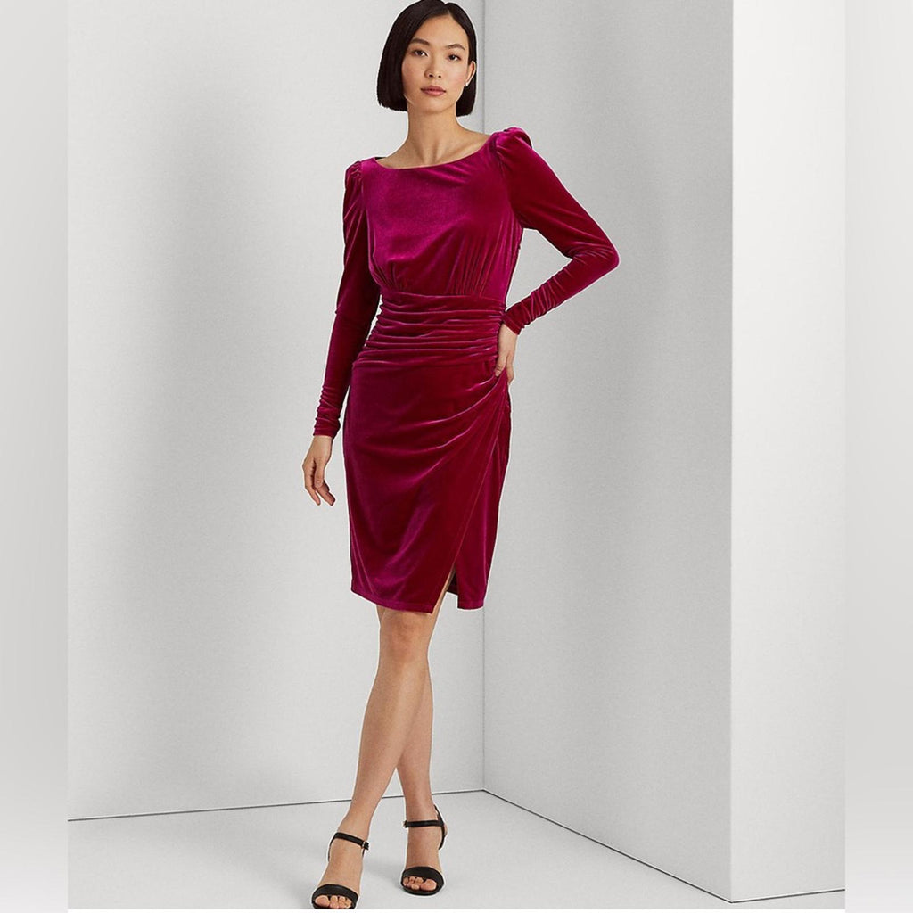 Lauren Ralph Lauren Velvet Cocktail Dress in Purple, Size 12 NEW w/Tag