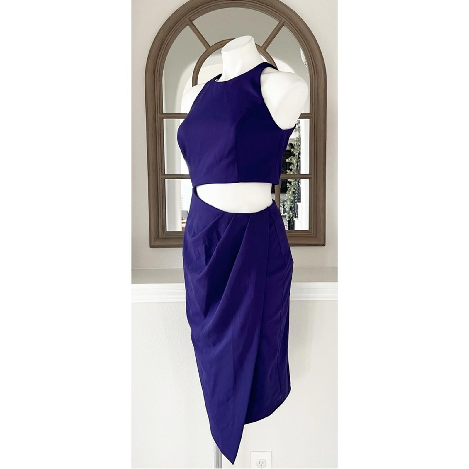 Aqua Bloomingdale’s Asymmetric Cutout Dress in Mulberry/Purple Size 6 NWT $238