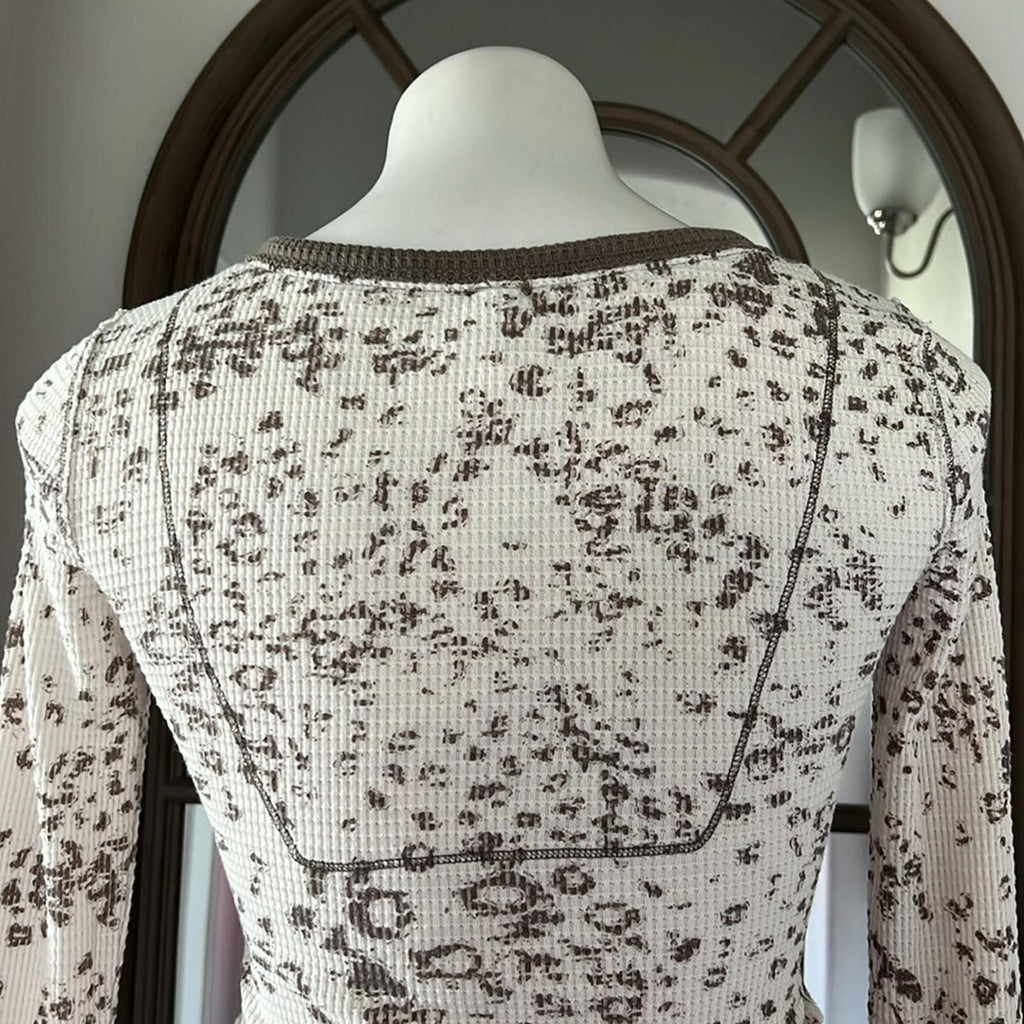 Free People 'Davis' Mottled Thermal Henley Tee, Size S, Excellent!
